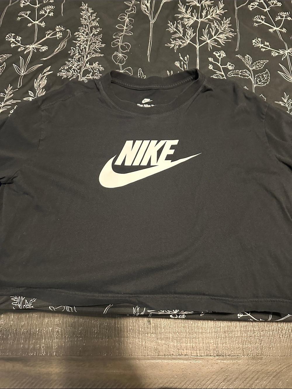 Nike Black Crop Tee with White Swoosh